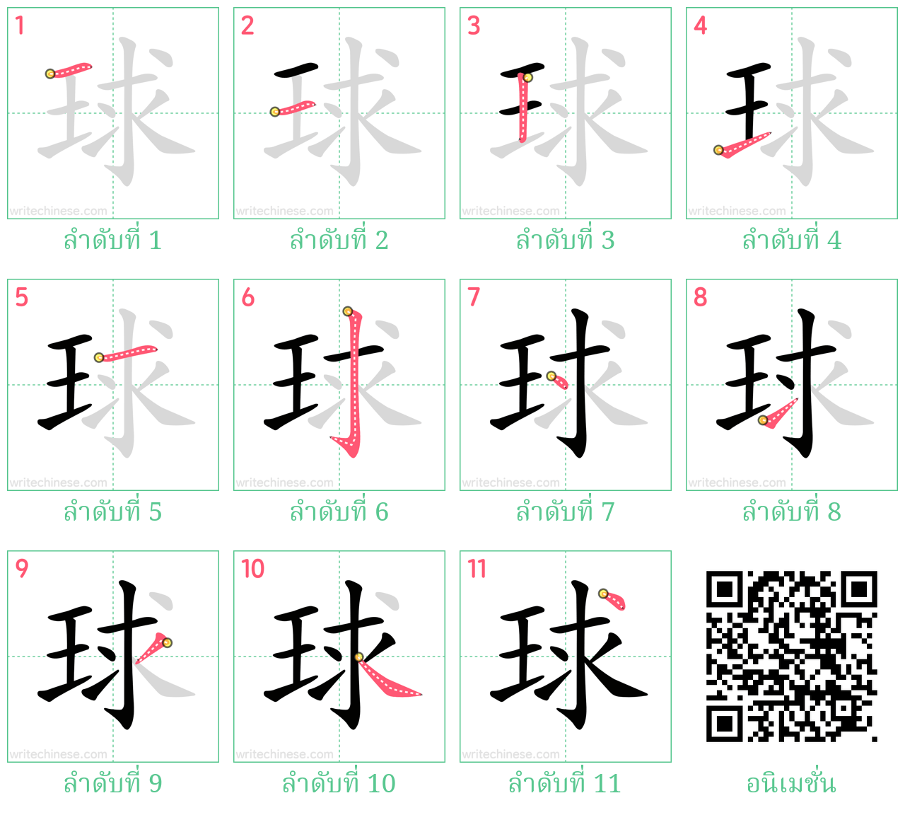 球 ลำดับการเขียน