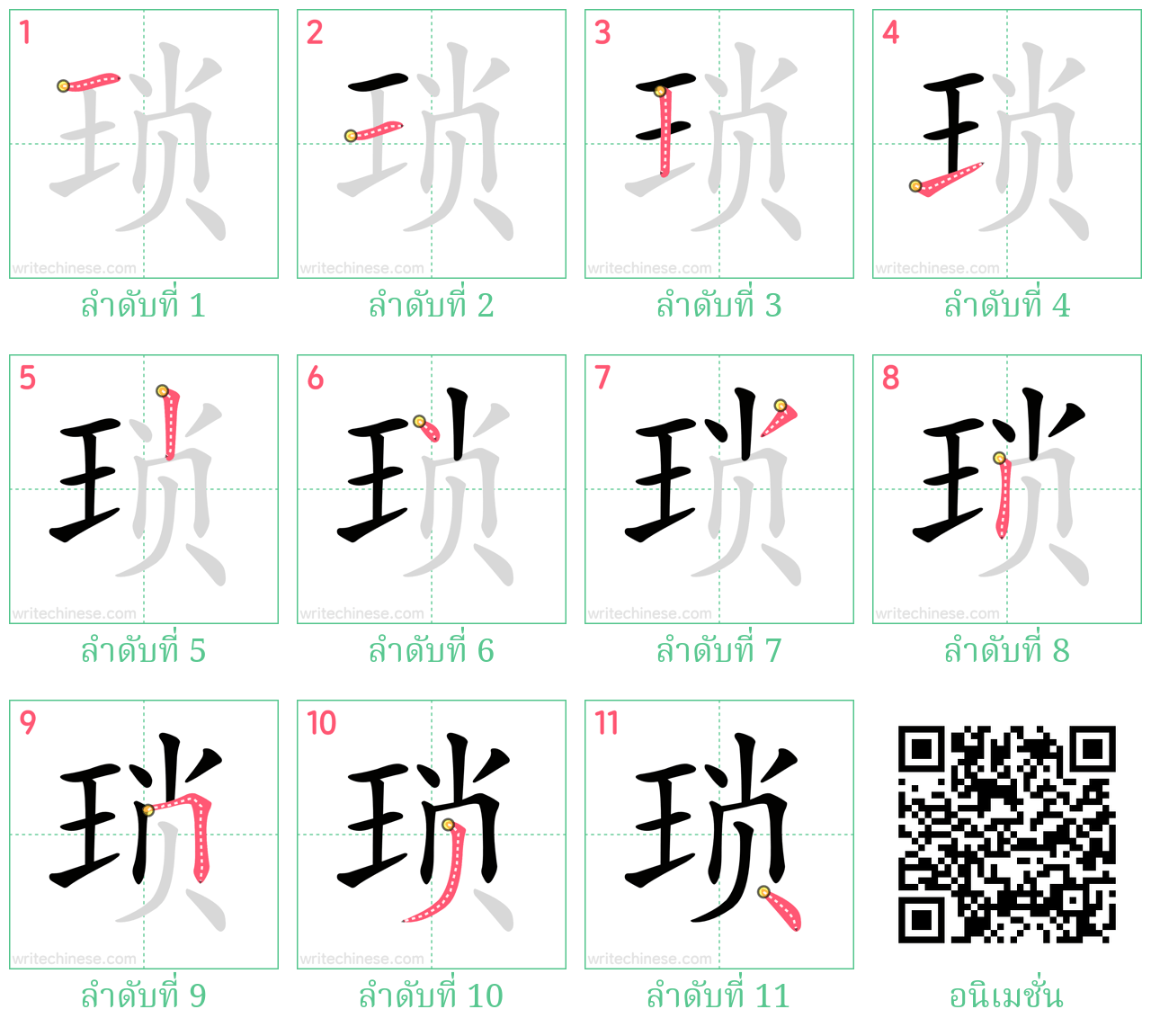 琐 ลำดับการเขียน