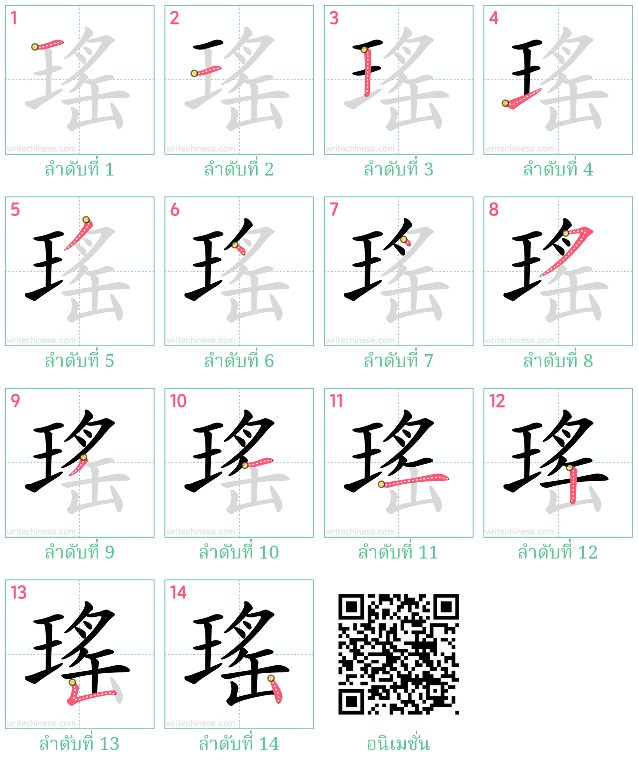 瑤 ลำดับการเขียน