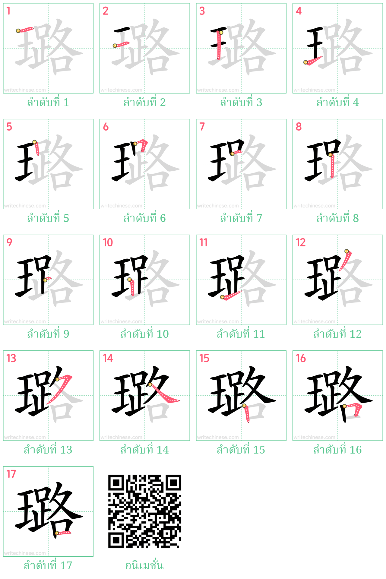 璐 ลำดับการเขียน