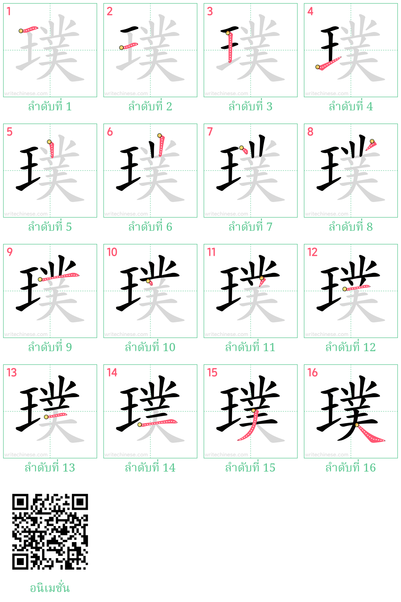 璞 ลำดับการเขียน