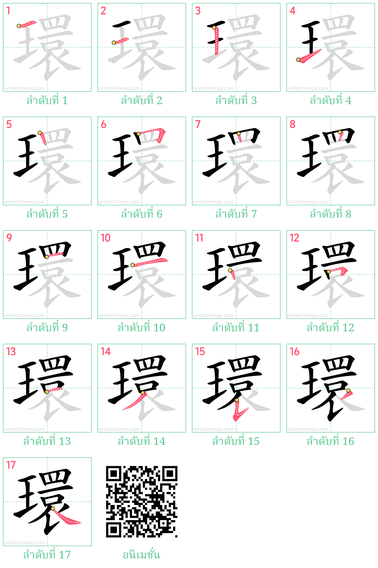 環 ลำดับการเขียน