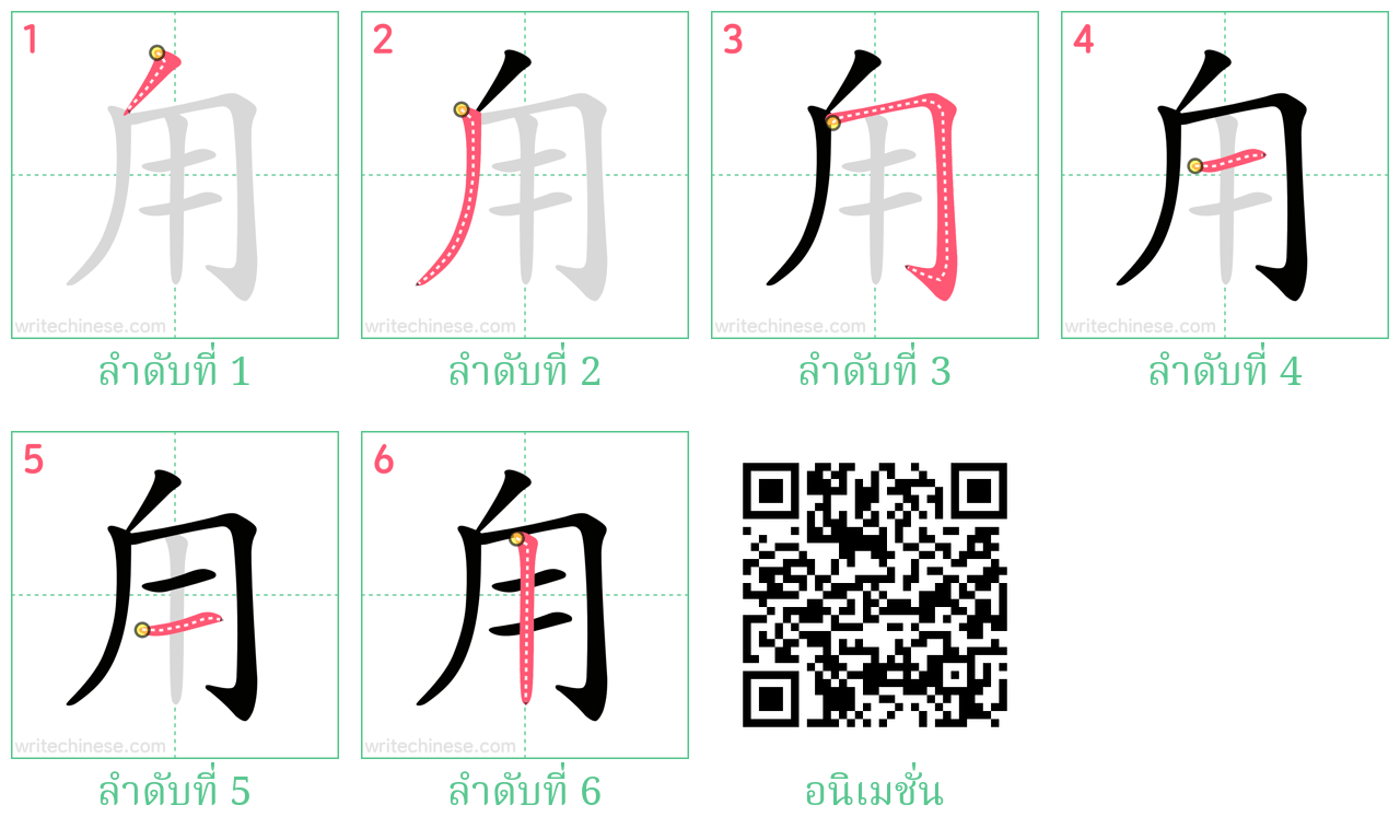 甪 ลำดับการเขียน