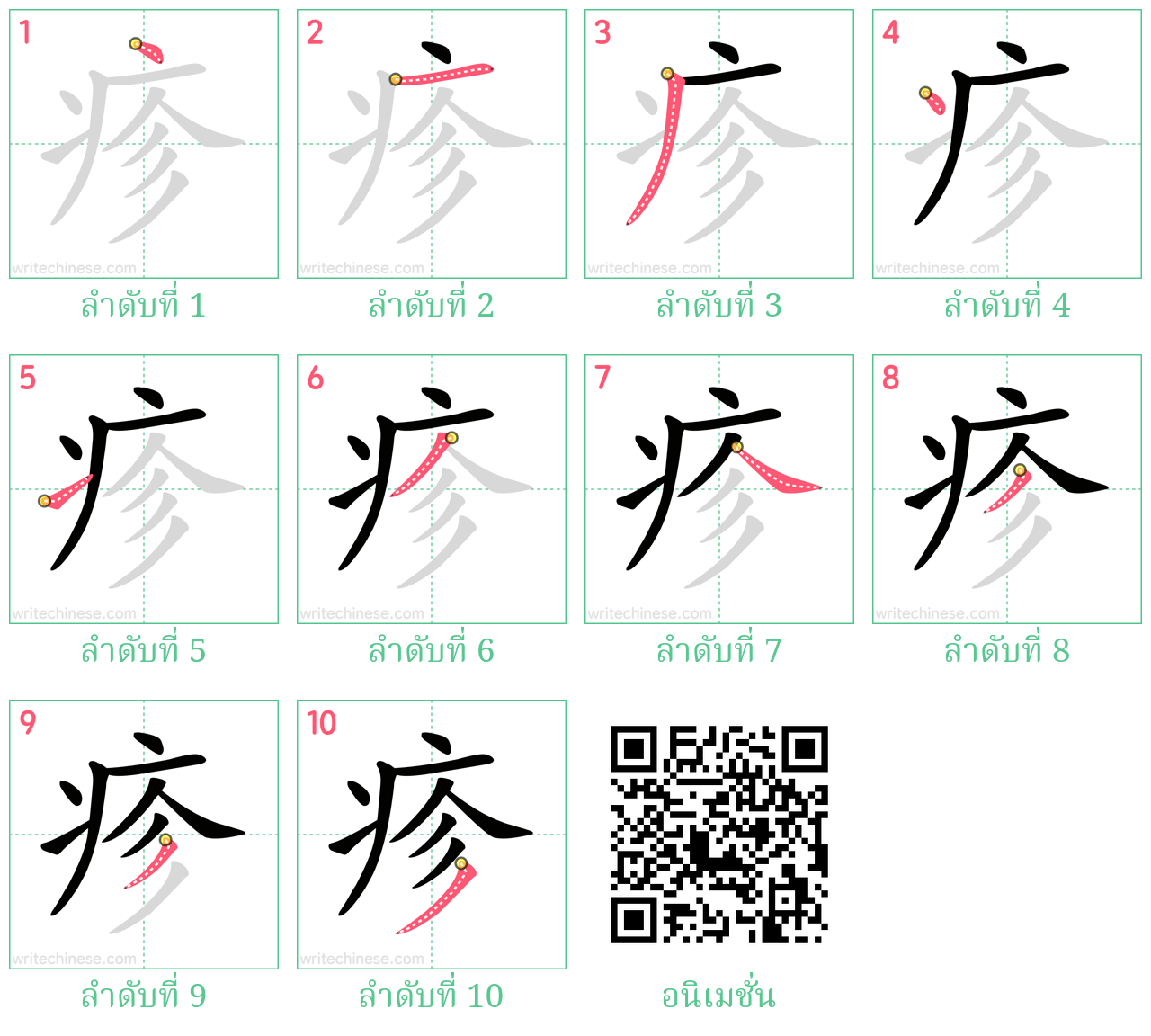 疹 ลำดับการเขียน