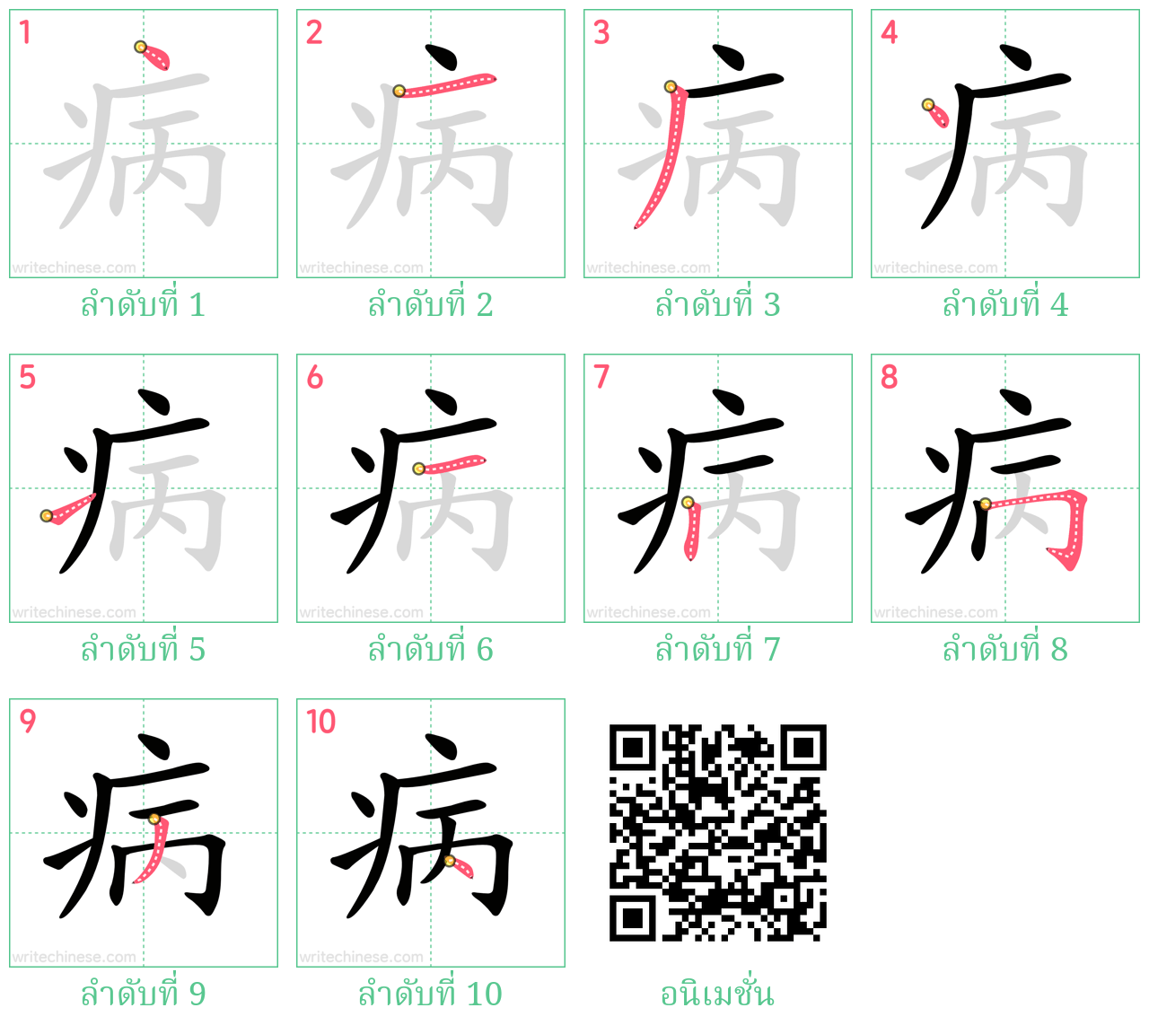 病 ลำดับการเขียน