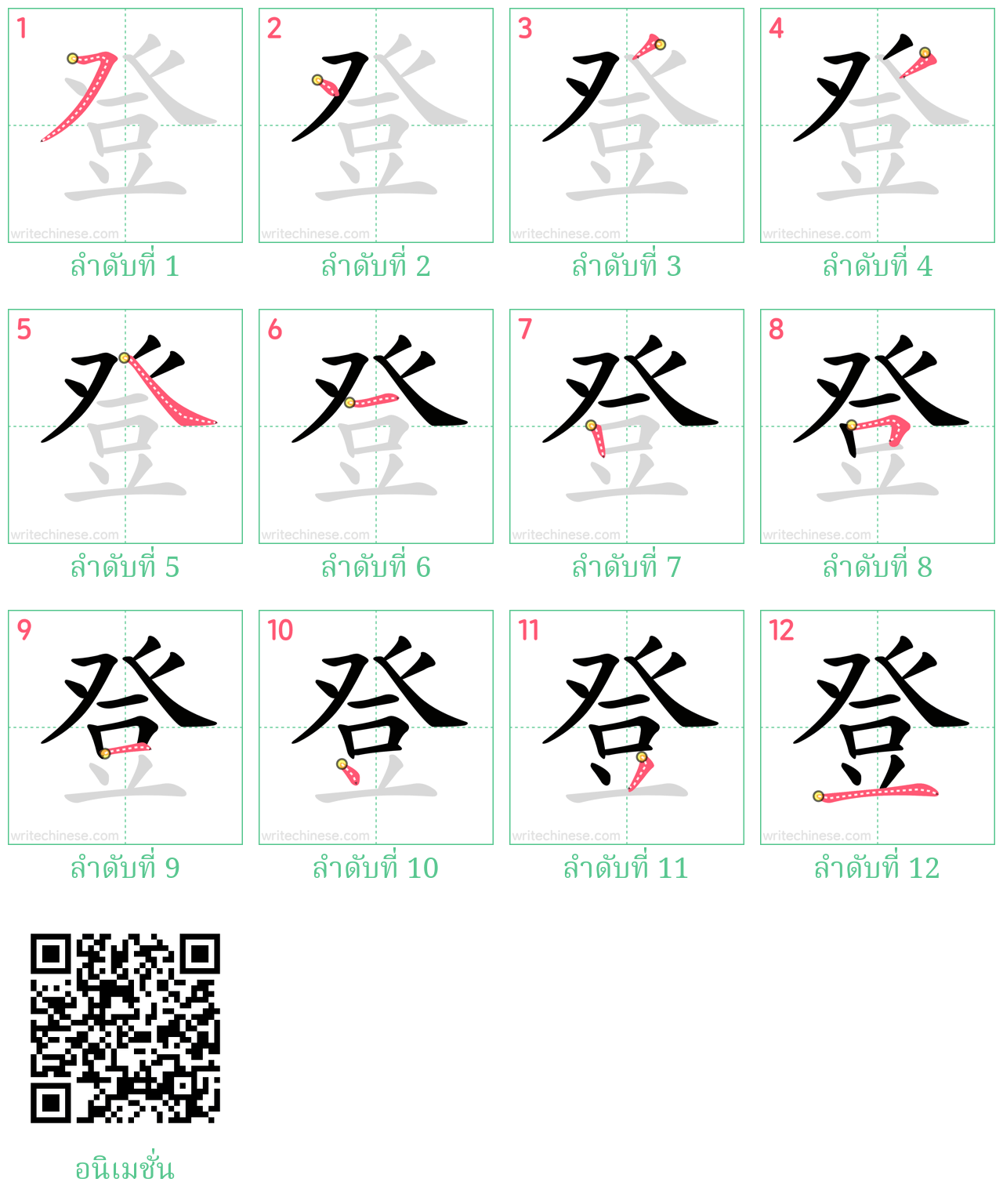 登 ลำดับการเขียน