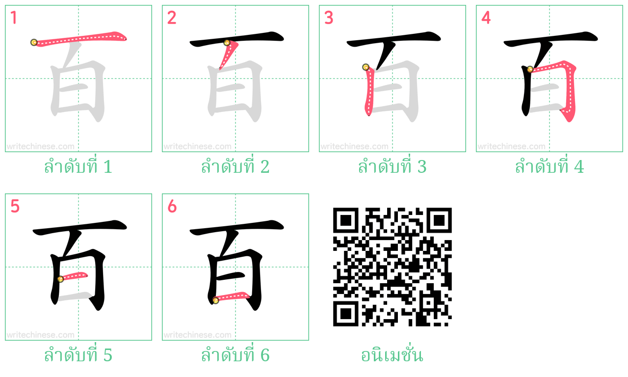 百 ลำดับการเขียน