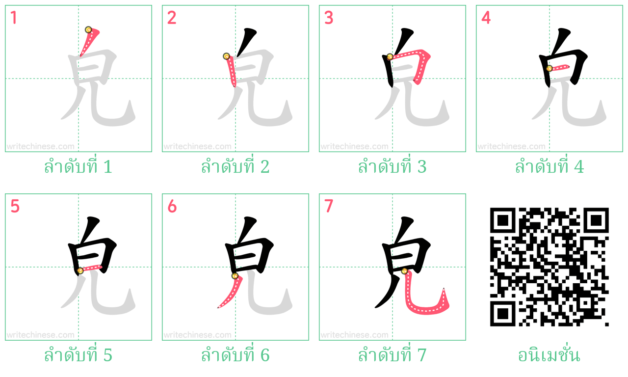 皃 ลำดับการเขียน