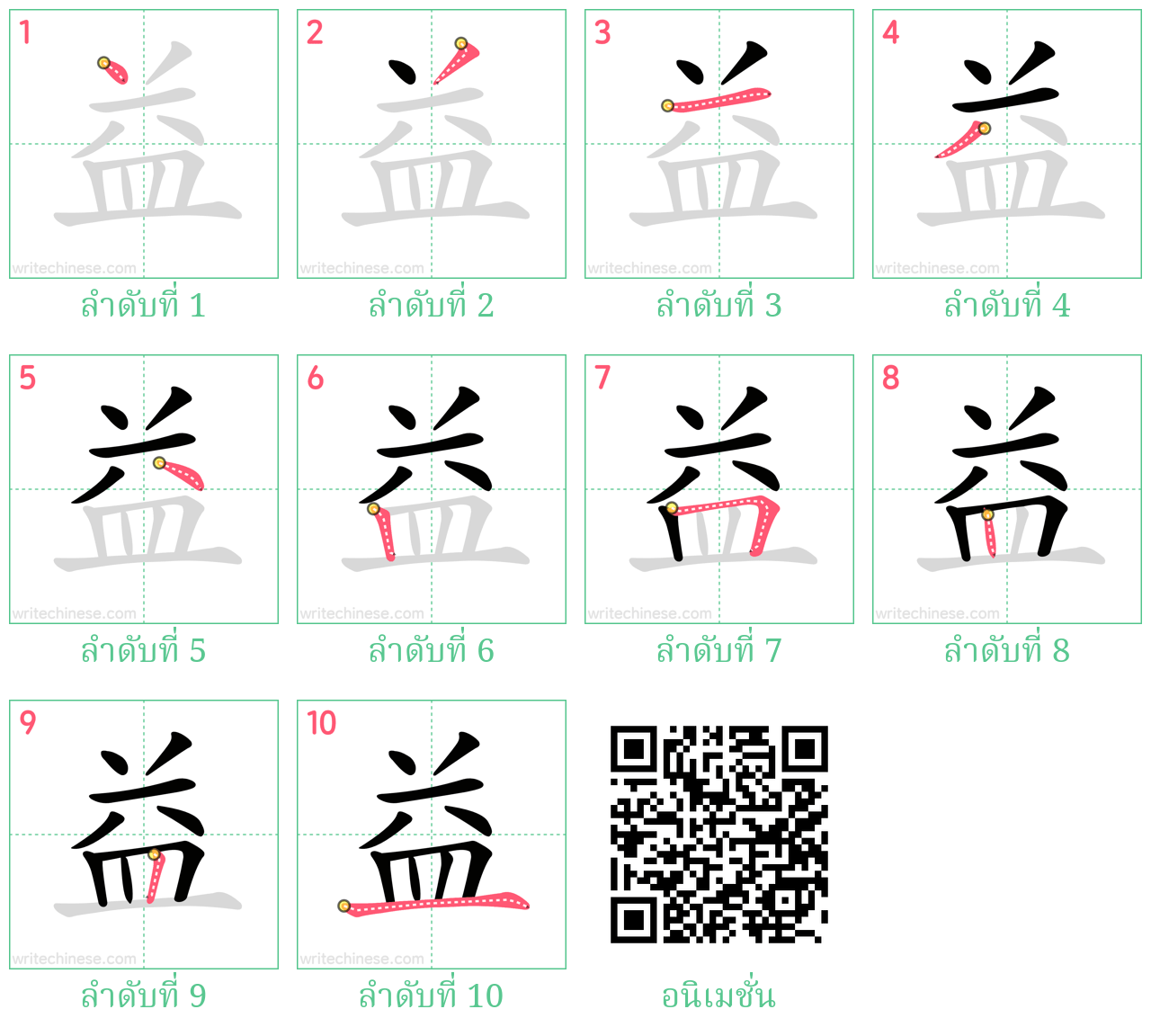 益 ลำดับการเขียน