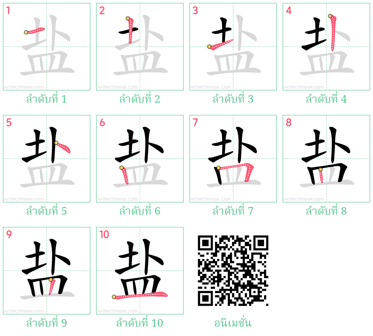 盐 ลำดับการเขียน