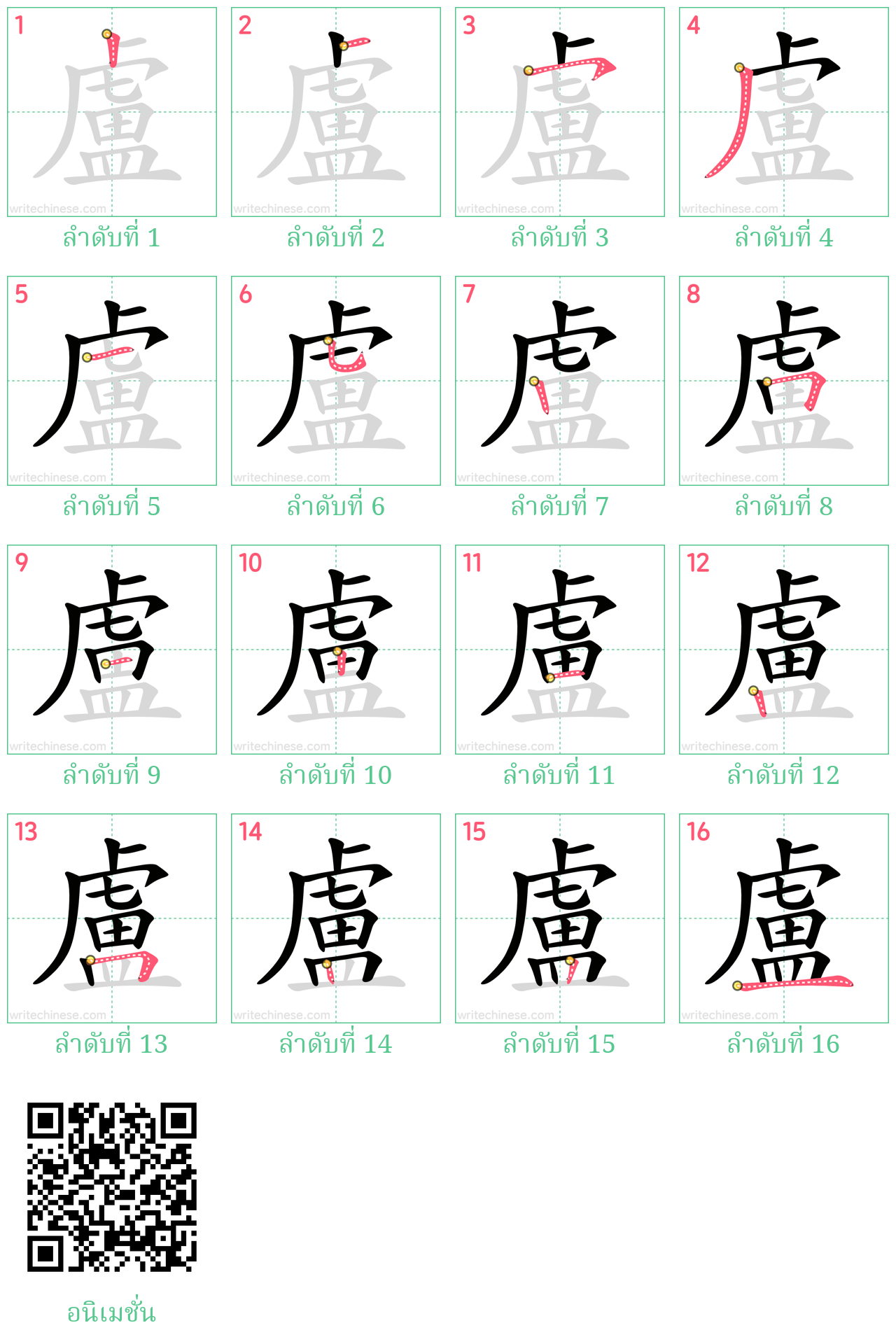 盧 ลำดับการเขียน