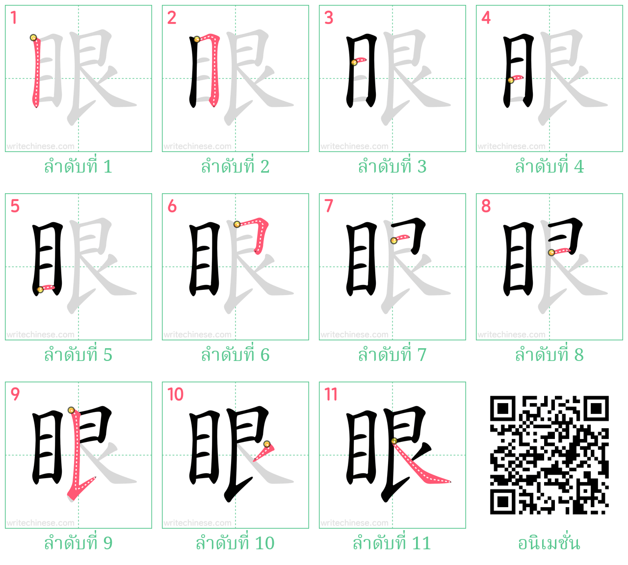 眼 ลำดับการเขียน