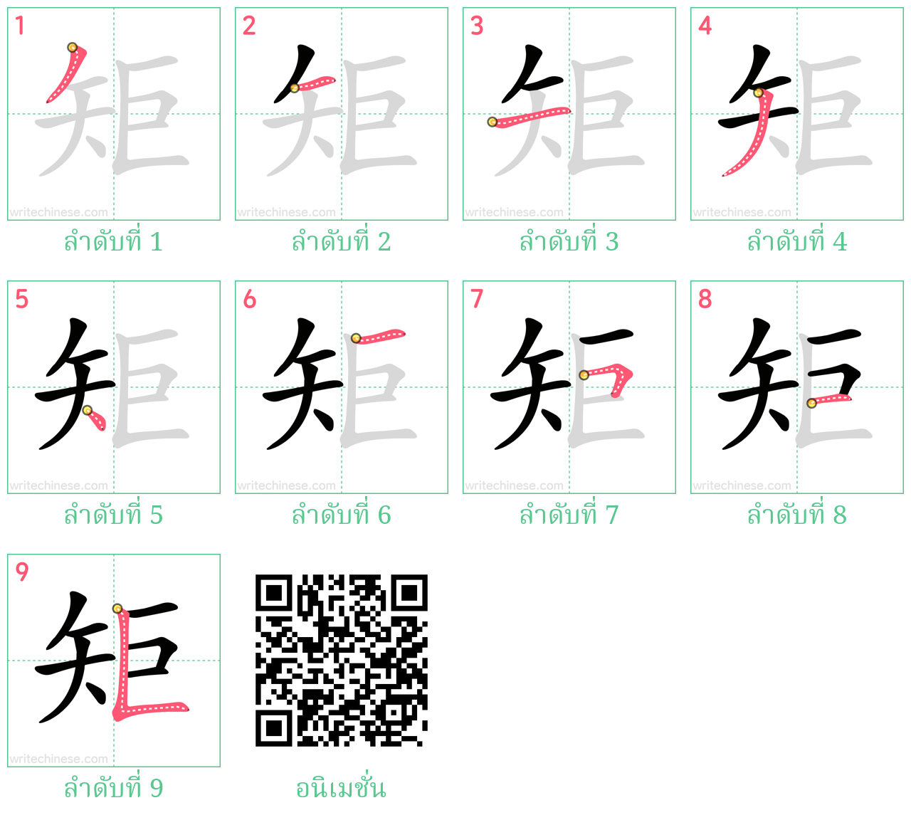 矩 ลำดับการเขียน