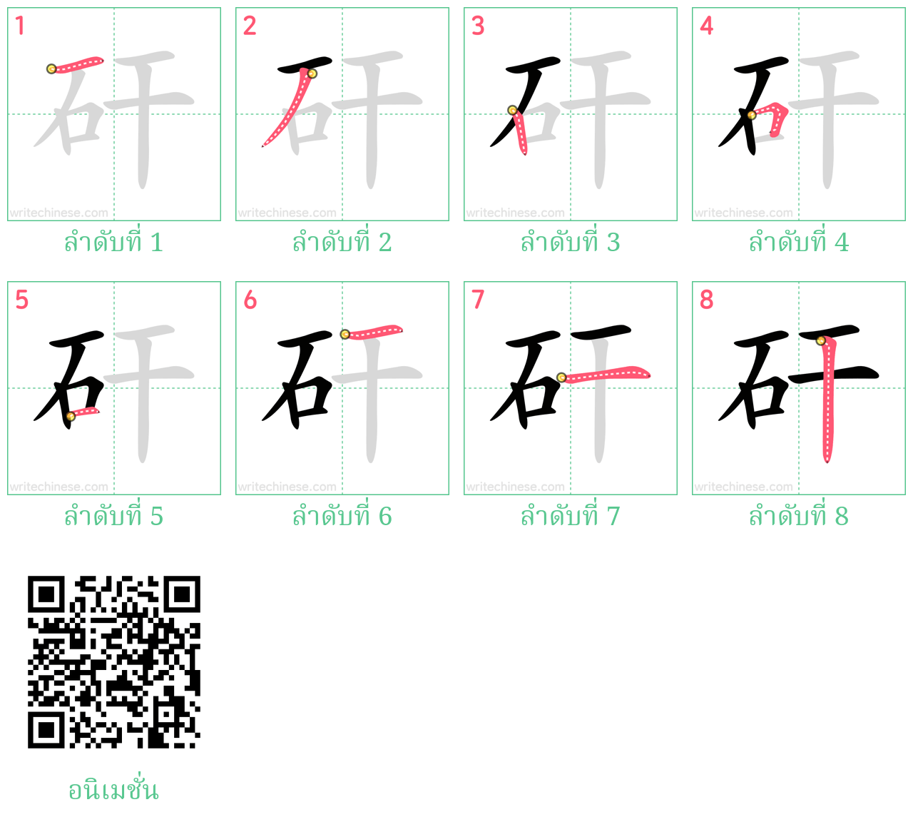 矸 ลำดับการเขียน