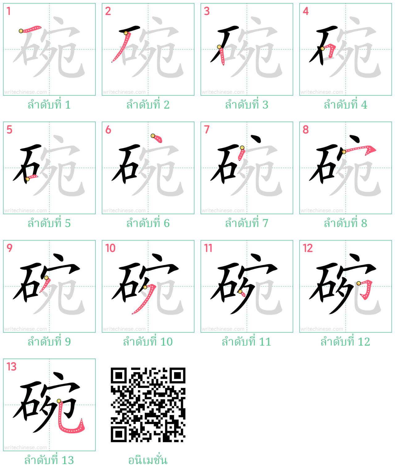 碗 ลำดับการเขียน