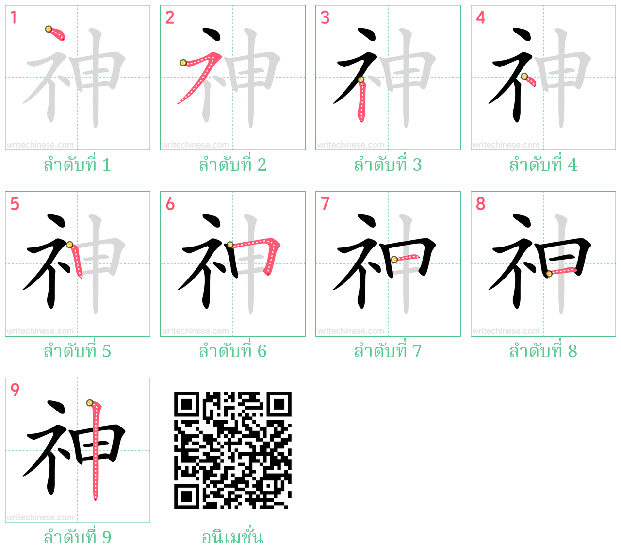 神 ลำดับการเขียน