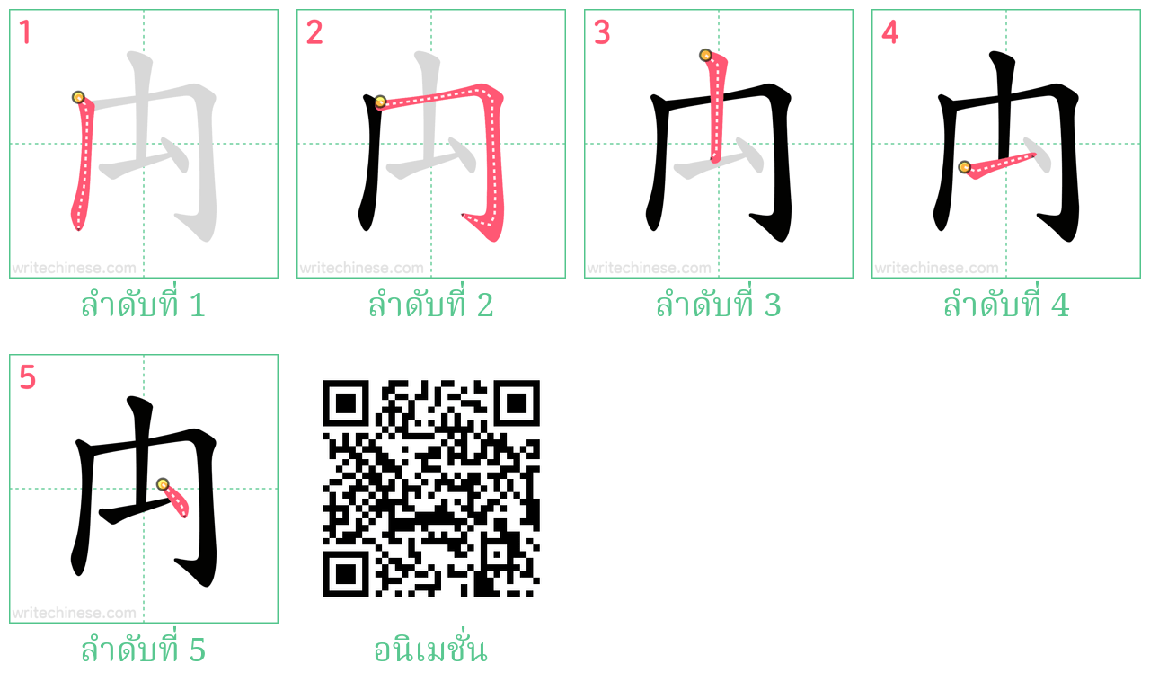 禸 ลำดับการเขียน