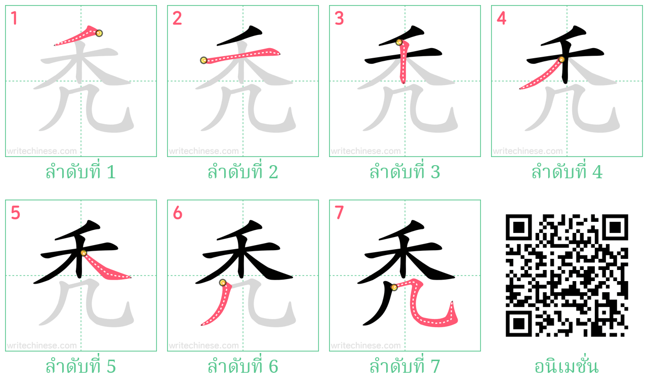 秃 ลำดับการเขียน