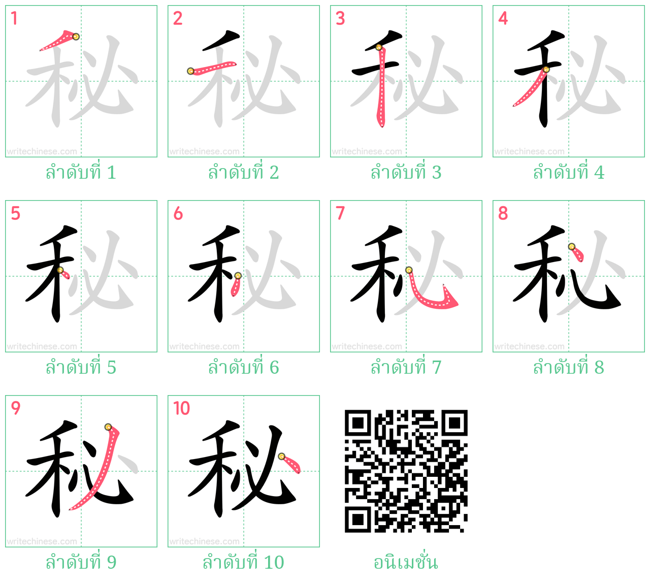 秘 ลำดับการเขียน