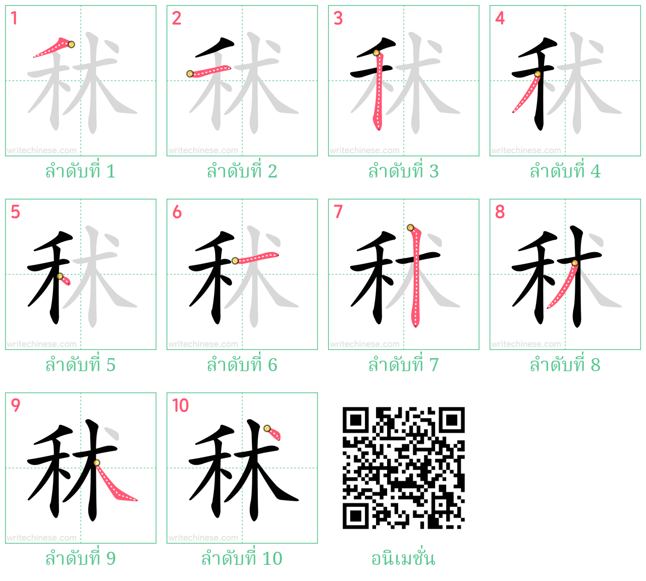 秫 ลำดับการเขียน