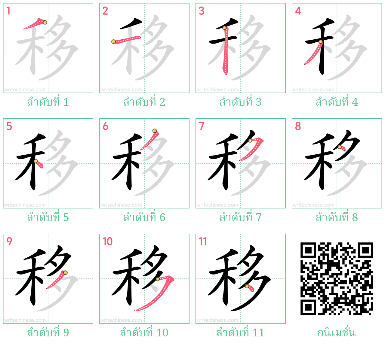 移 ลำดับการเขียน