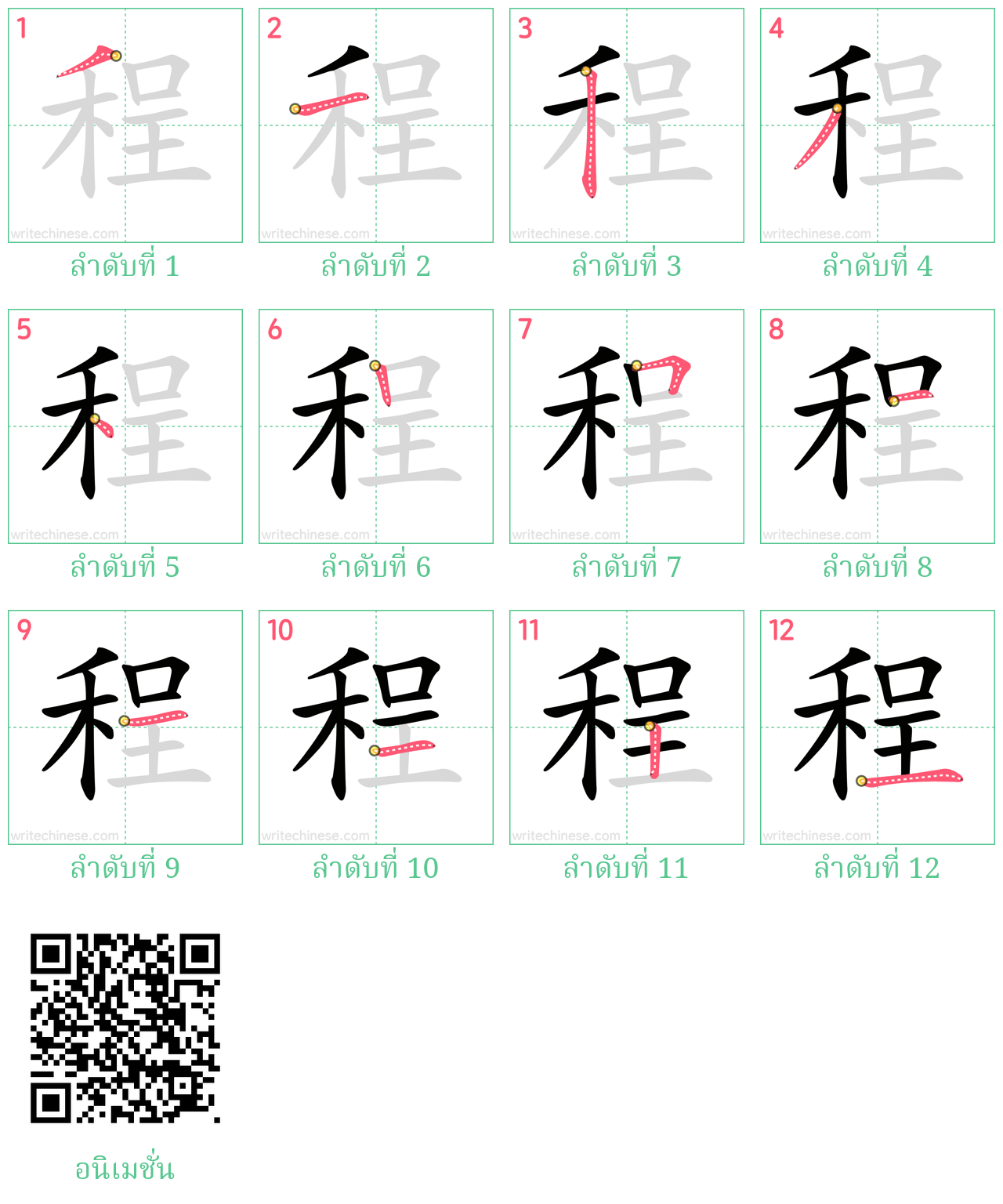 程 ลำดับการเขียน