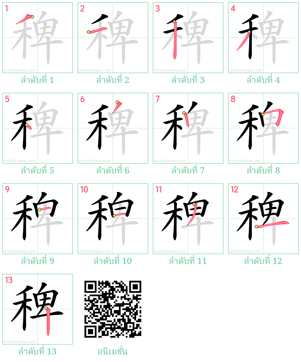 稗 ลำดับการเขียน