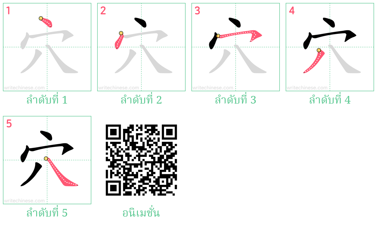 穴 ลำดับการเขียน