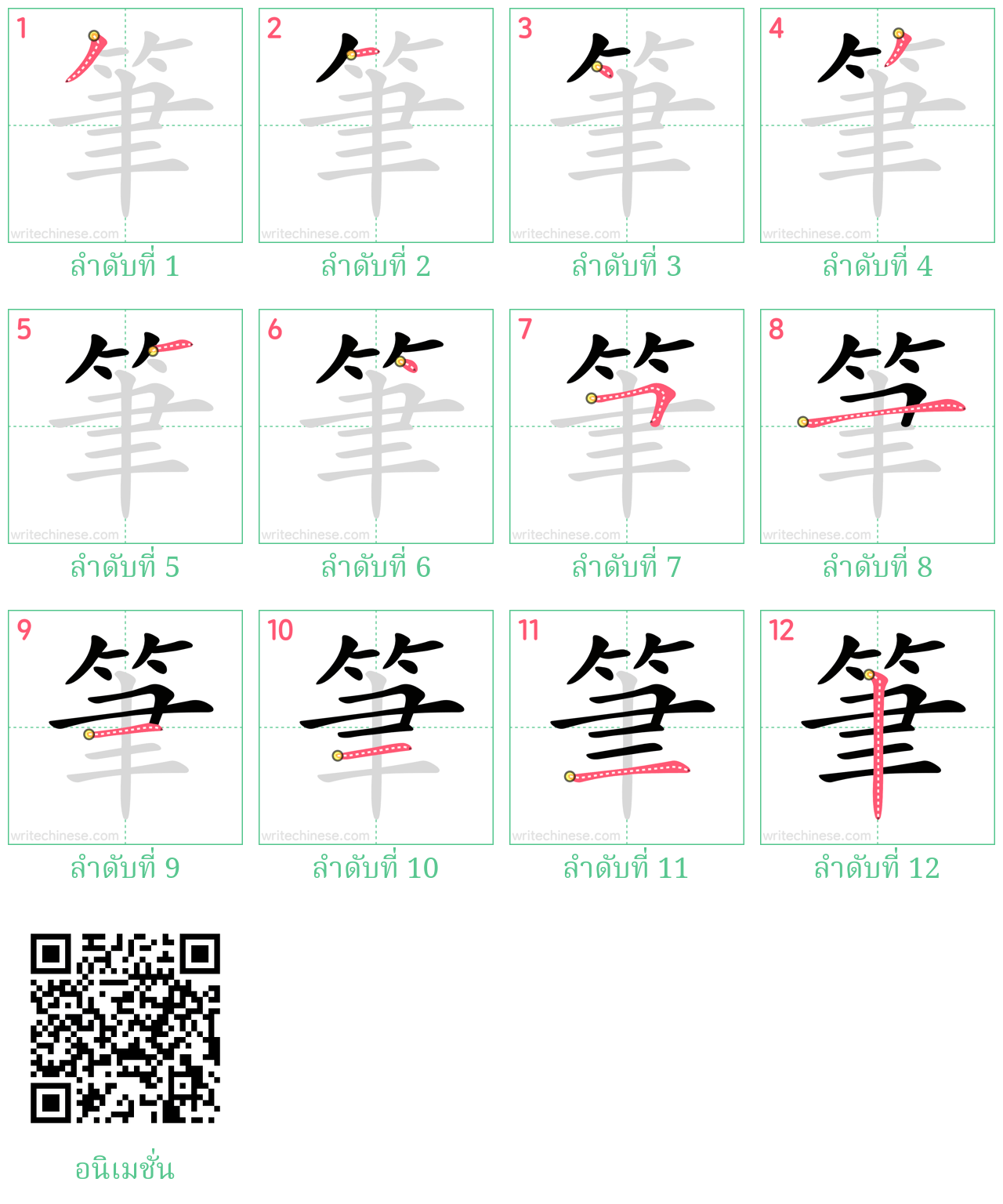 筆 ลำดับการเขียน