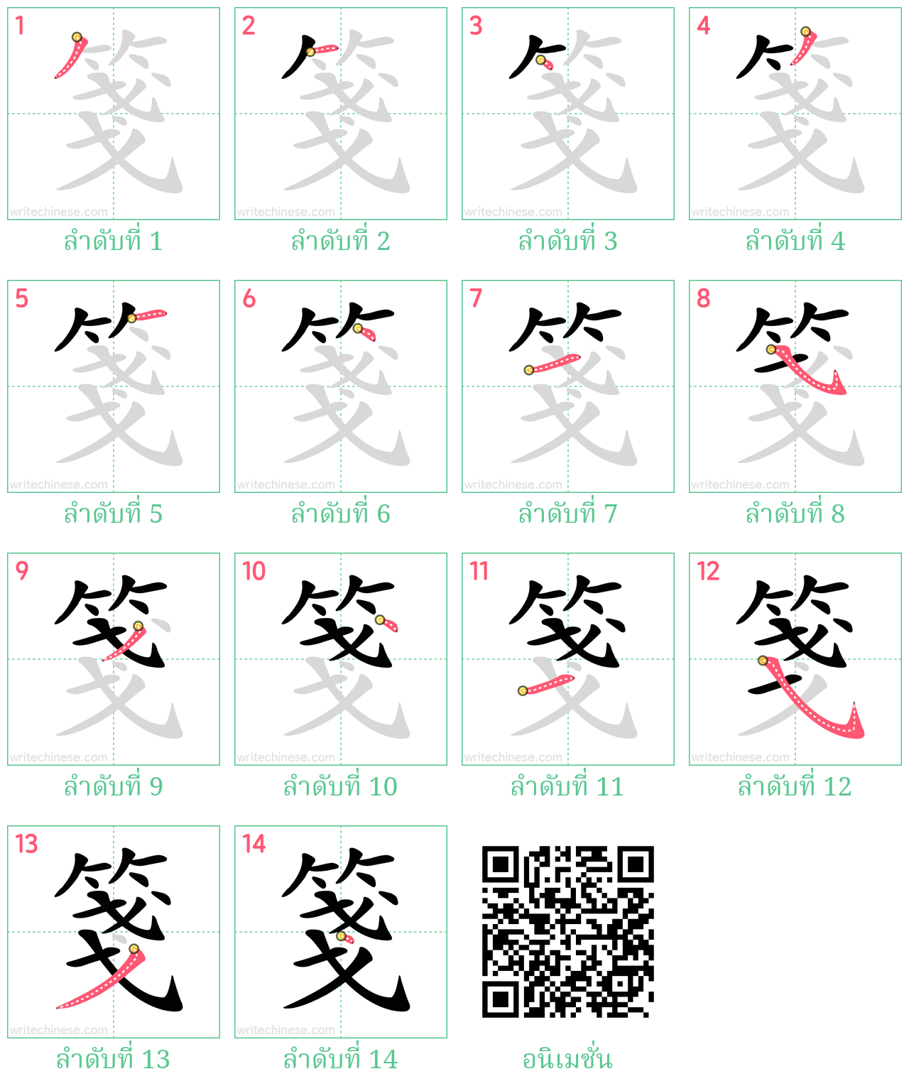 箋 ลำดับการเขียน