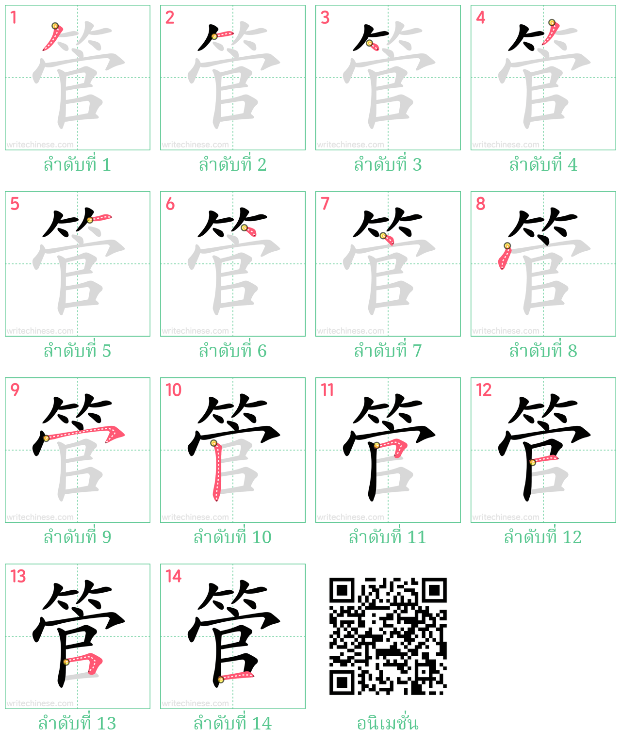 管 ลำดับการเขียน