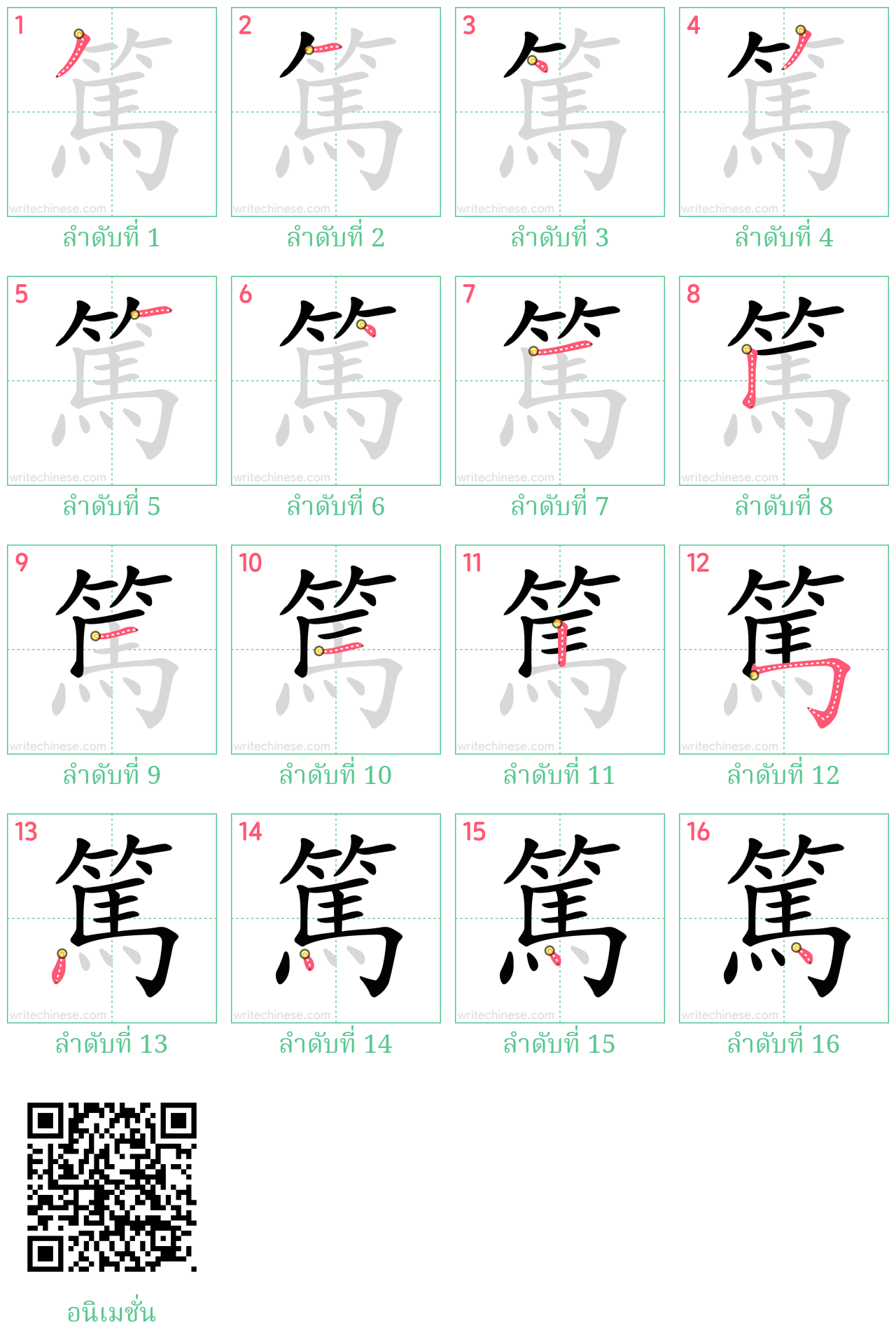 篤 ลำดับการเขียน