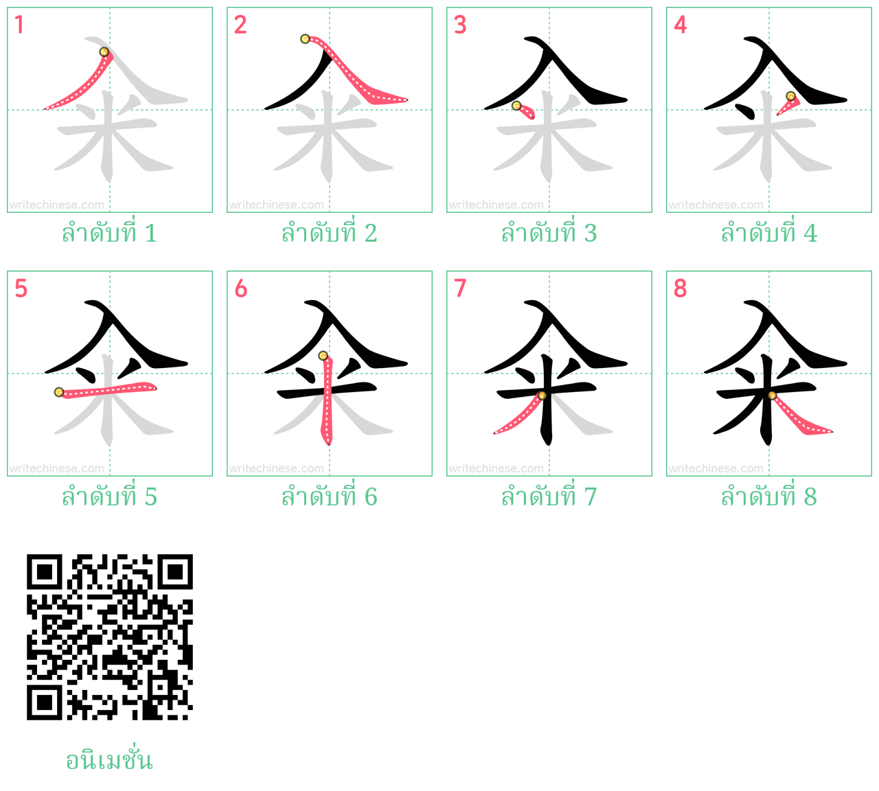 籴 ลำดับการเขียน