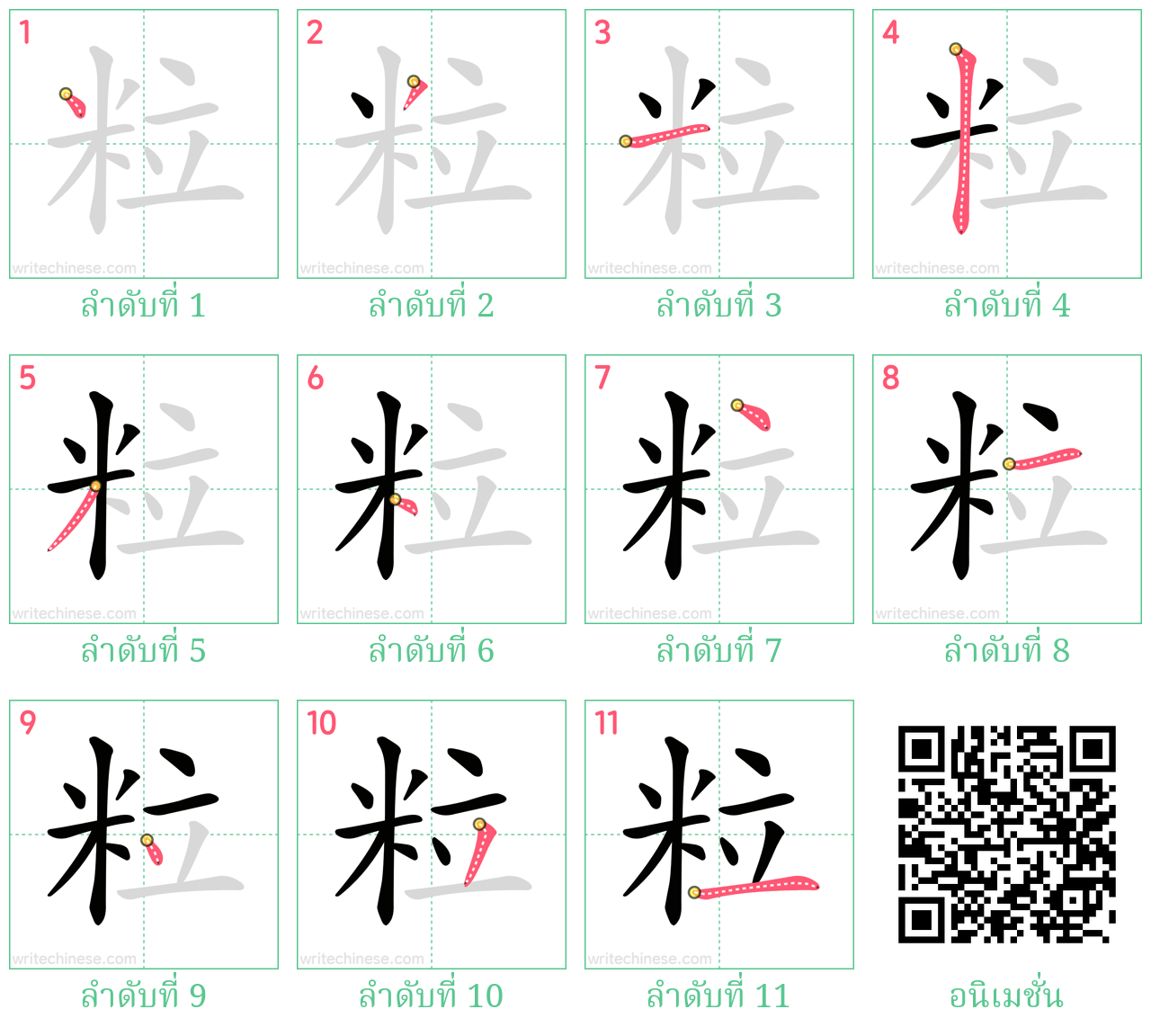 粒 ลำดับการเขียน