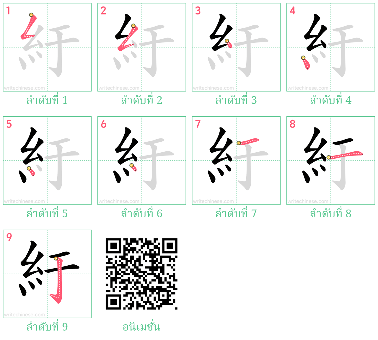 紆 ลำดับการเขียน