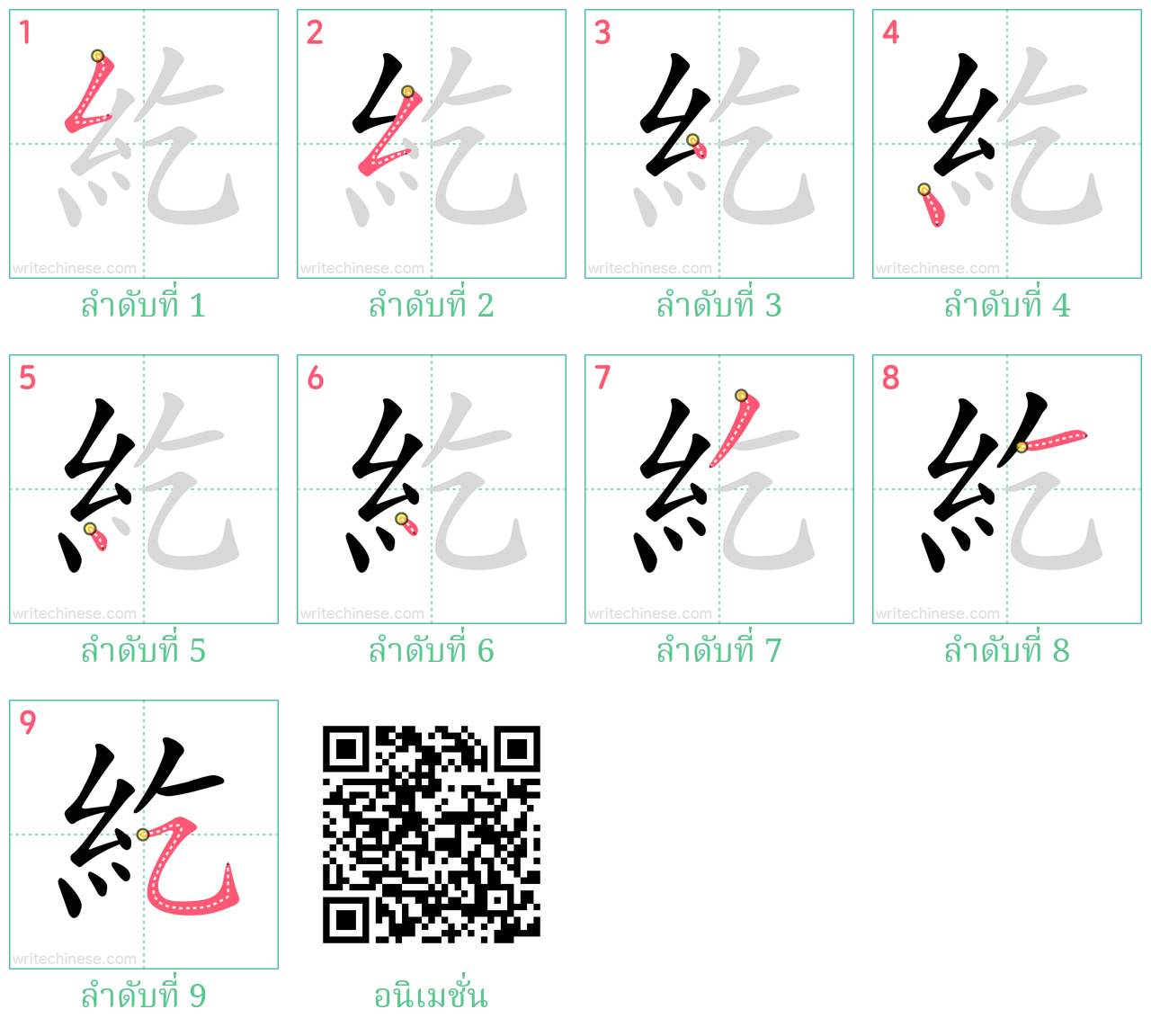 紇 ลำดับการเขียน