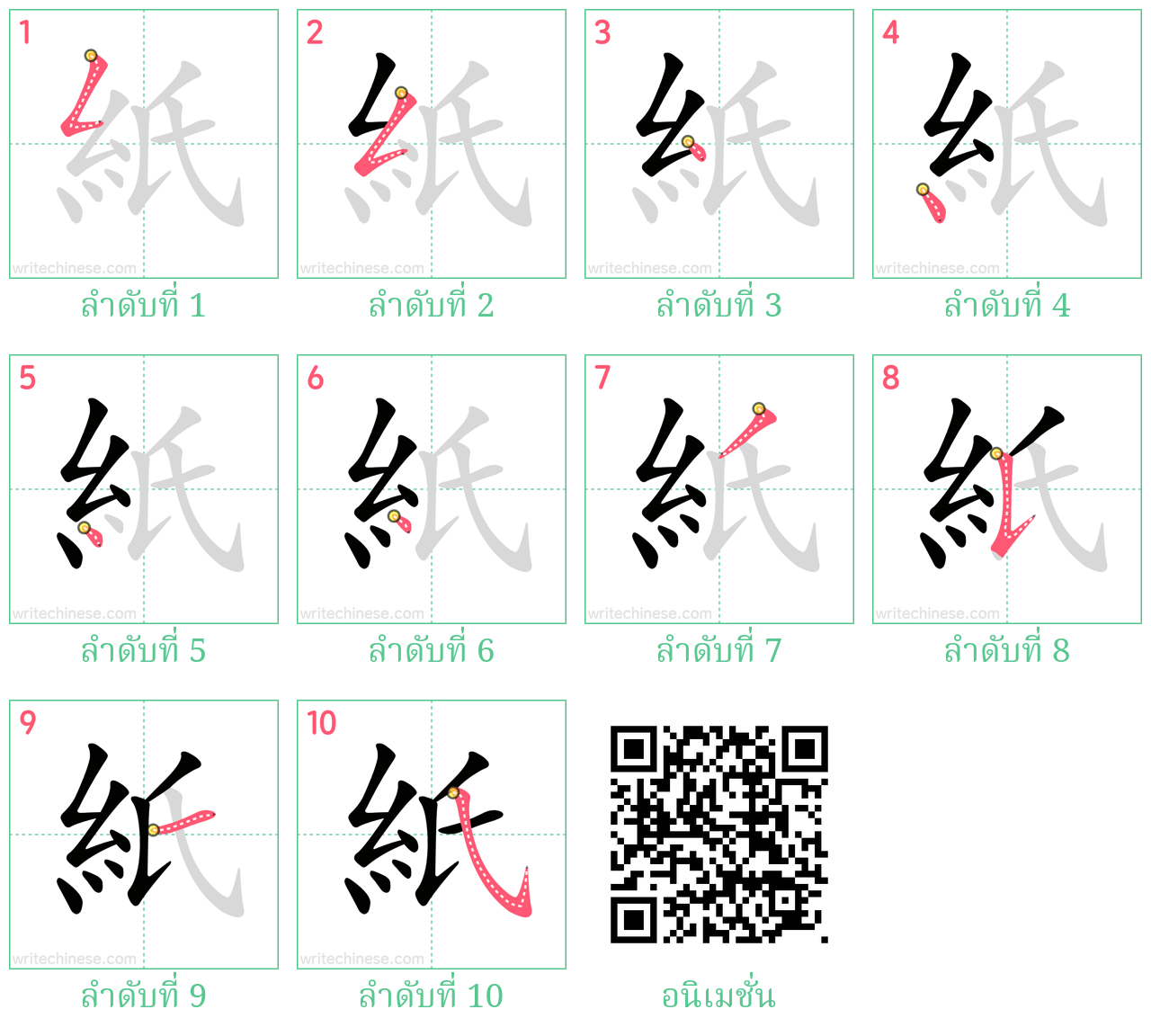 紙 ลำดับการเขียน