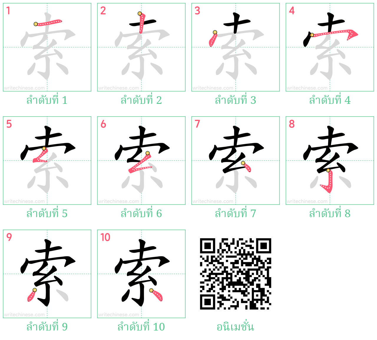 索 ลำดับการเขียน