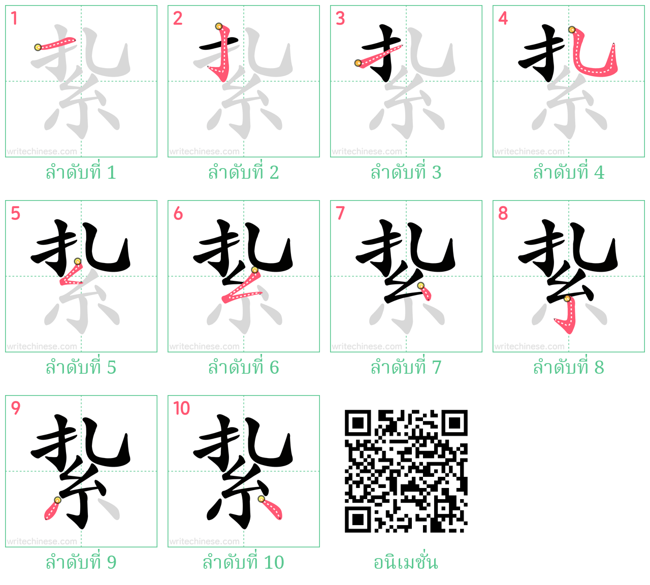 紥 ลำดับการเขียน