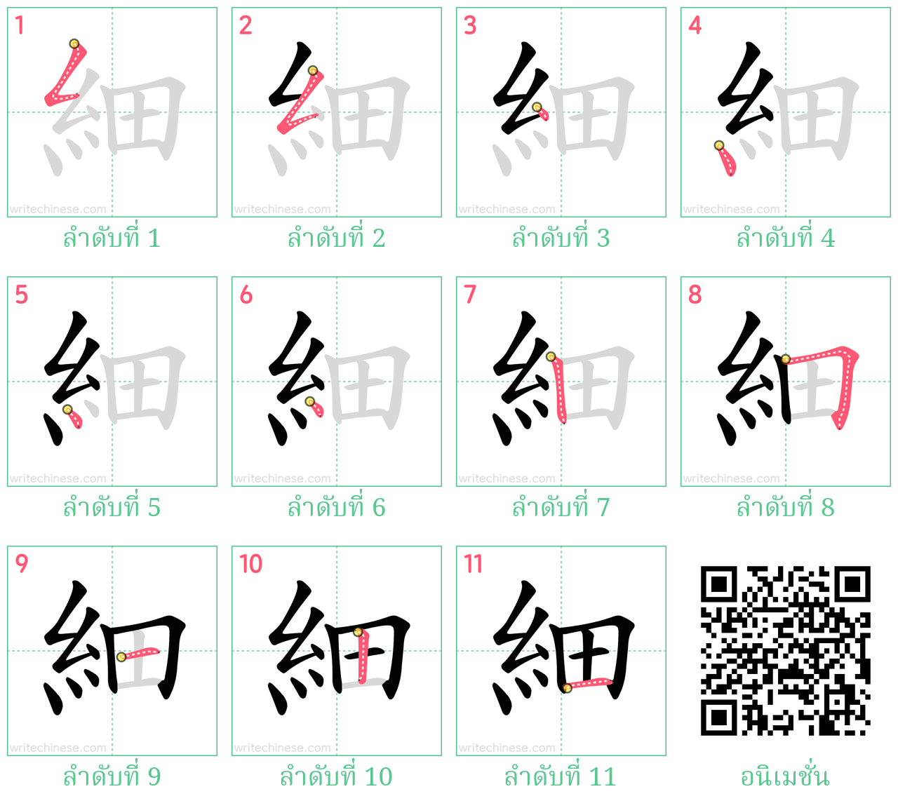 細 ลำดับการเขียน