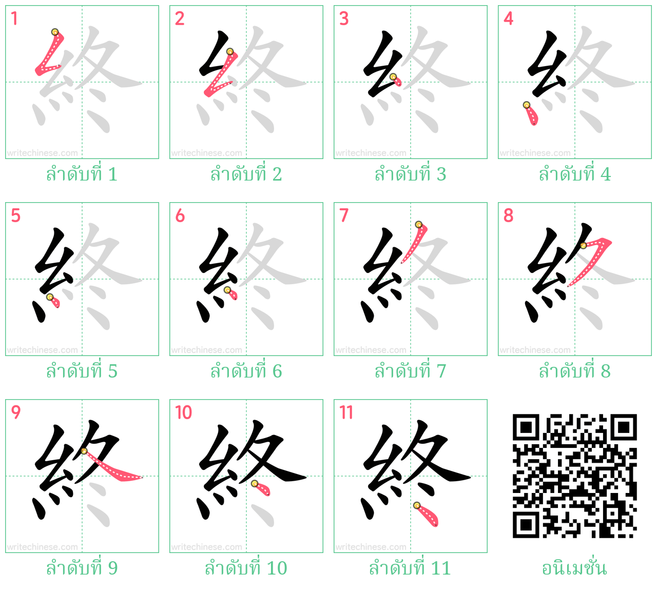 終 ลำดับการเขียน