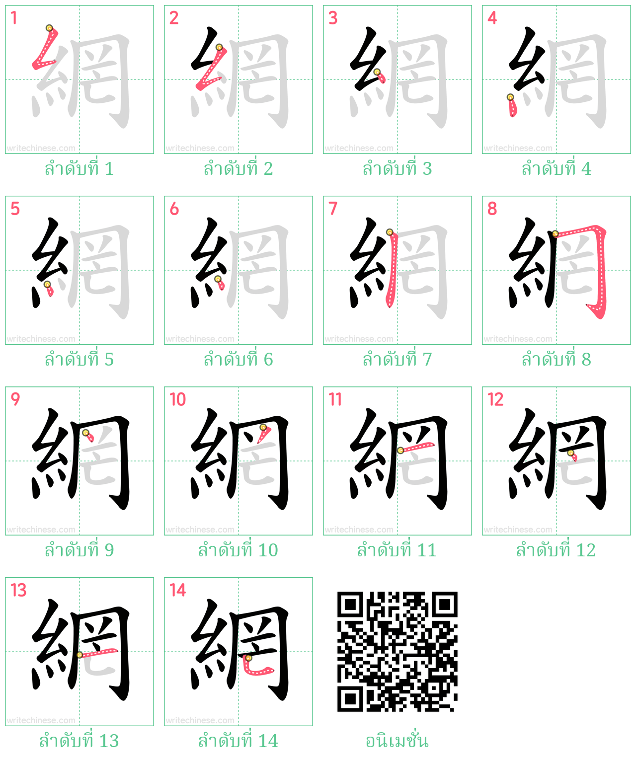 網 ลำดับการเขียน