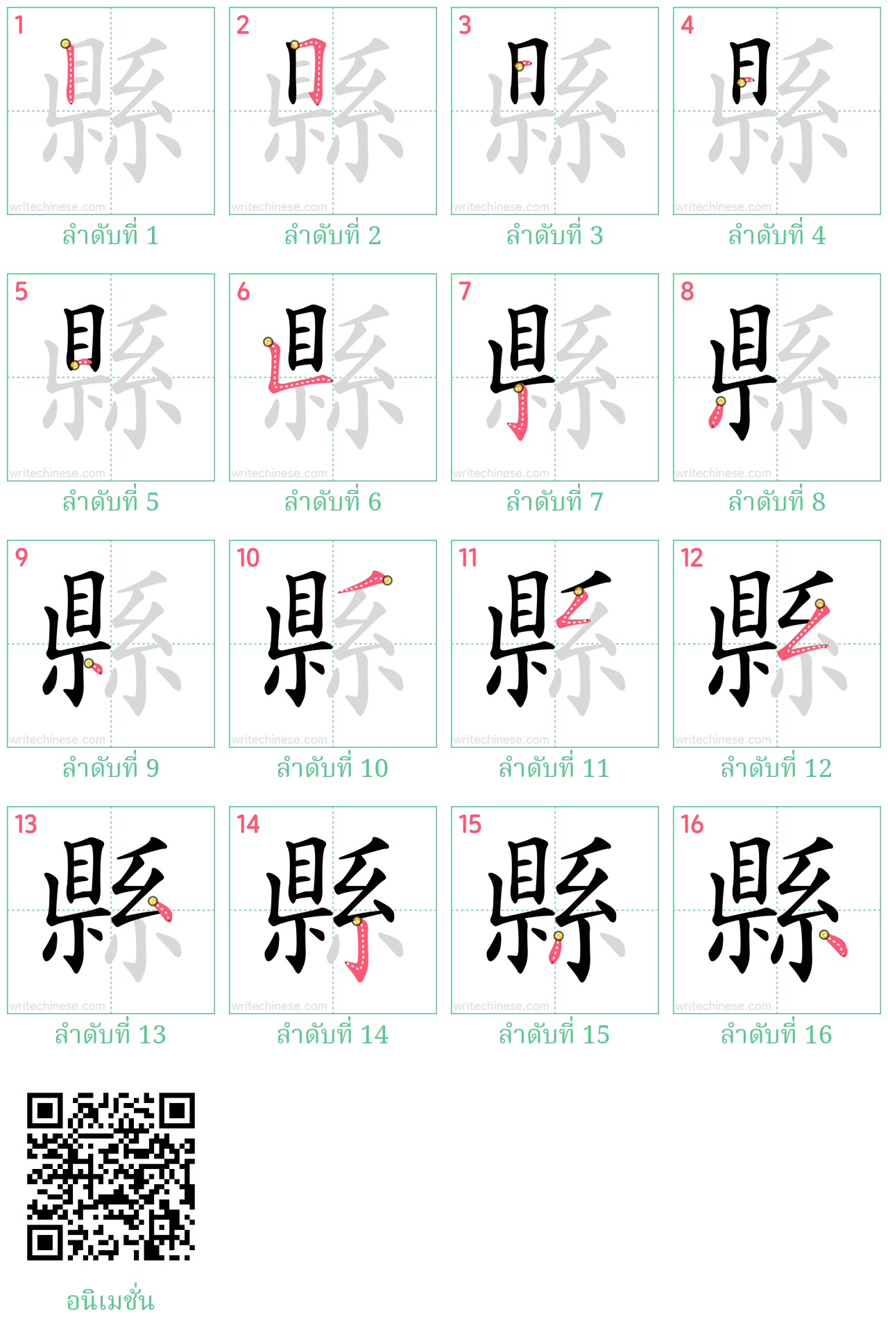 縣 ลำดับการเขียน