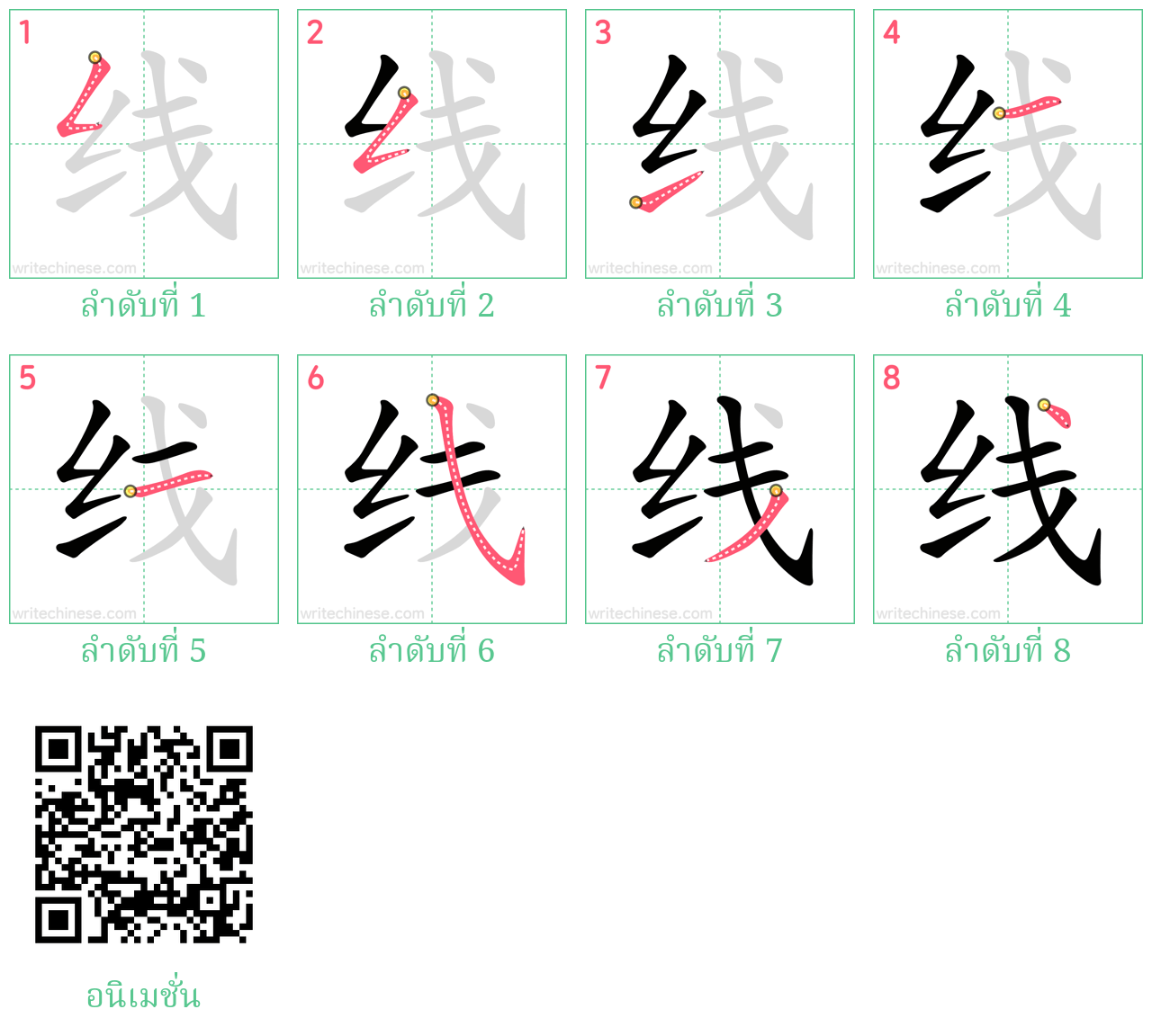 线 ลำดับการเขียน