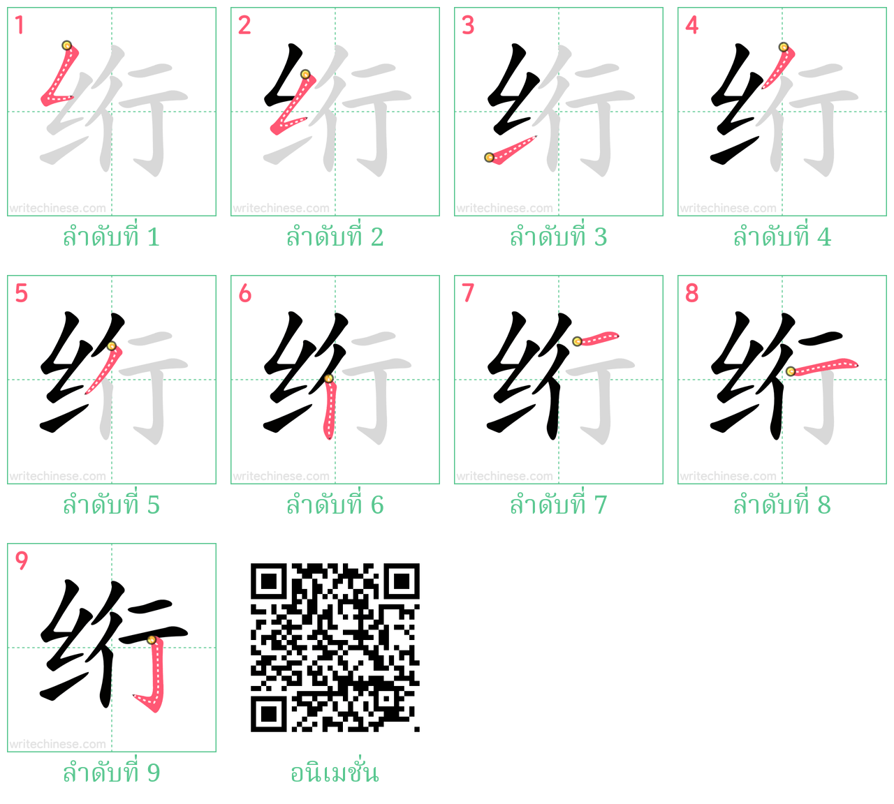 绗 ลำดับการเขียน