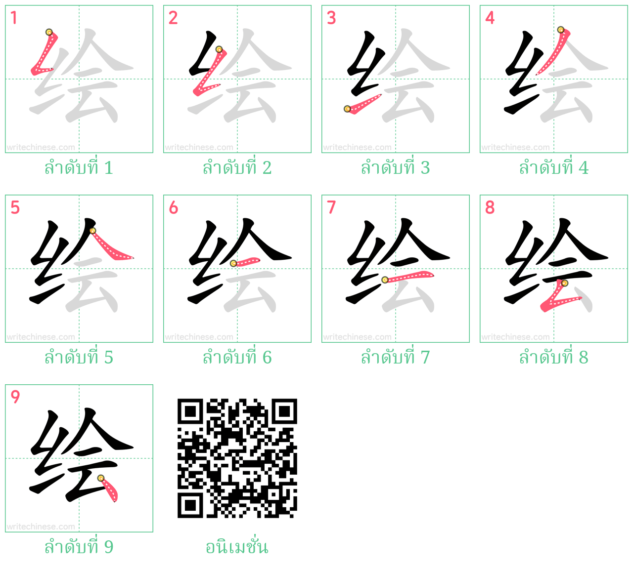 绘 ลำดับการเขียน