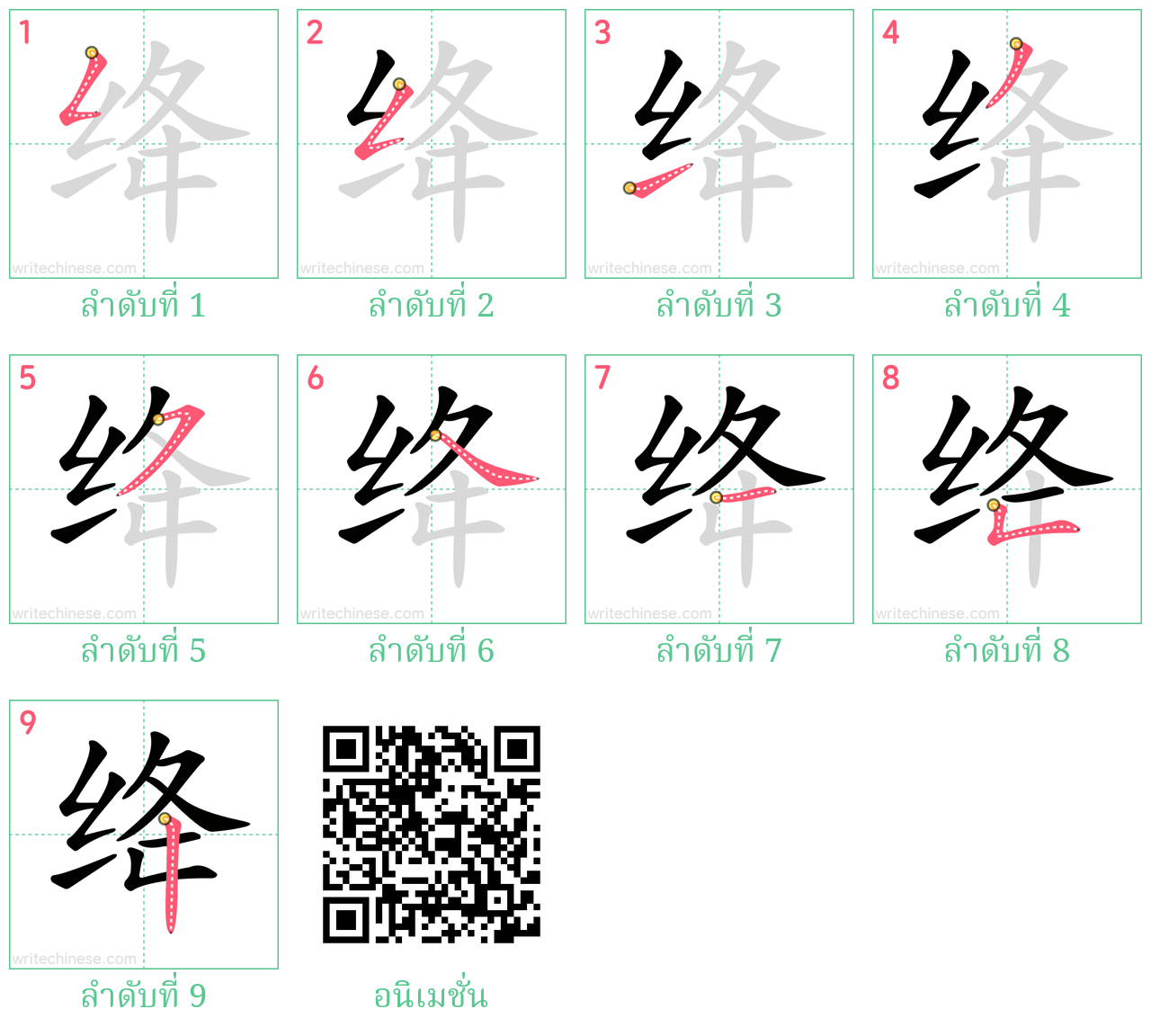 绛 ลำดับการเขียน