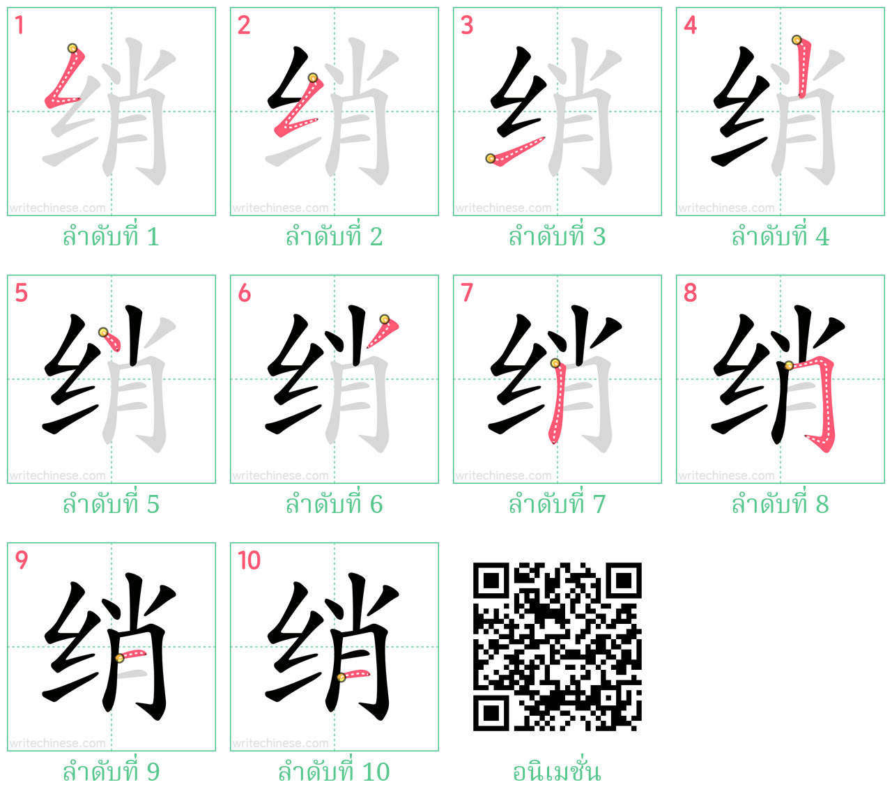 绡 ลำดับการเขียน