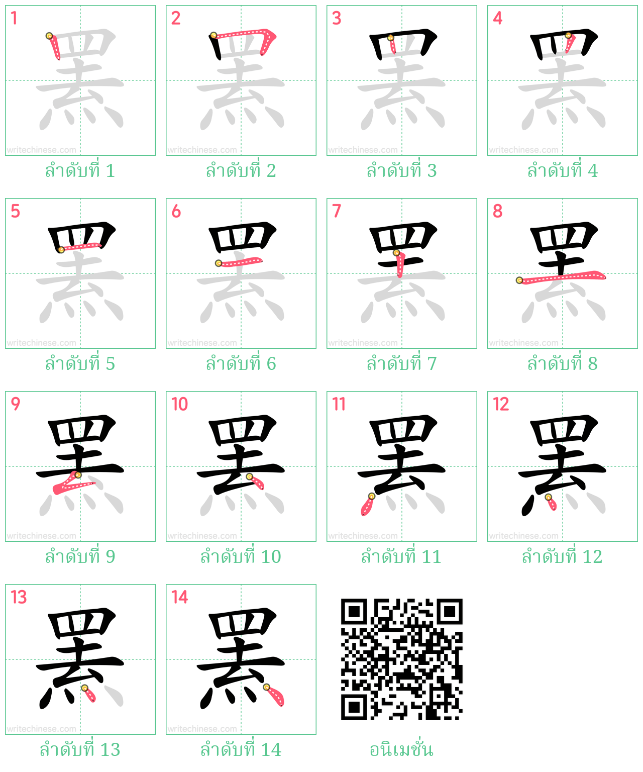 罴 ลำดับการเขียน