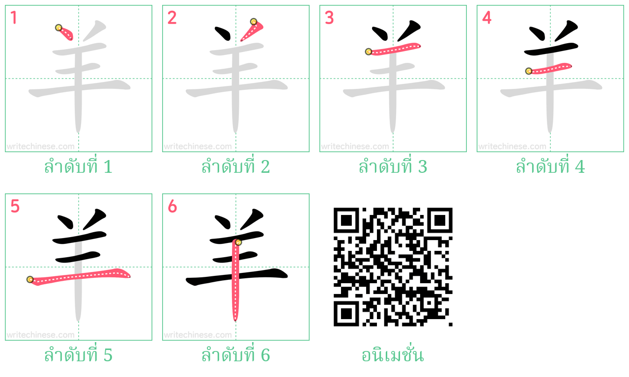 羊 ลำดับการเขียน